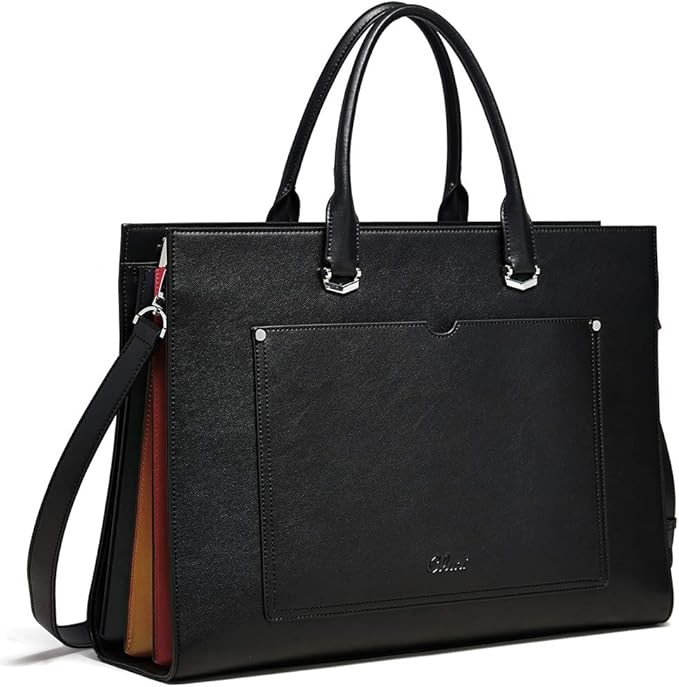CLUCI Leather Briefcase for Women Laptop 15.6 Inch Professional Business Work Ladies Computer Handbag Shoulder Bag