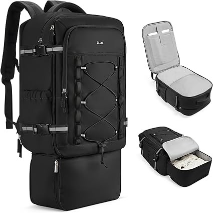 CLUCI Travel Backpack 30L, Waterproof Laptop Backpack Fits 17.3 Inch Laptop, Carry On Backpack with shoe compartment, Durable Expandable Go Bag, Large Hiking Backpack for Men Women（Black）