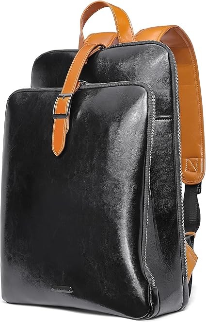 CLUCI Leather Backpack for Women, 15.6 inch Laptop Bag, Large Genuine Work Backpack Travel Back