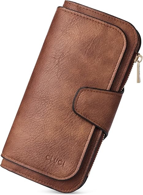 CLUCI Wallet For Women PU Leather RFID Blocking Womens Wallet Bifold Card Holder Ladies Clutch with ID Window