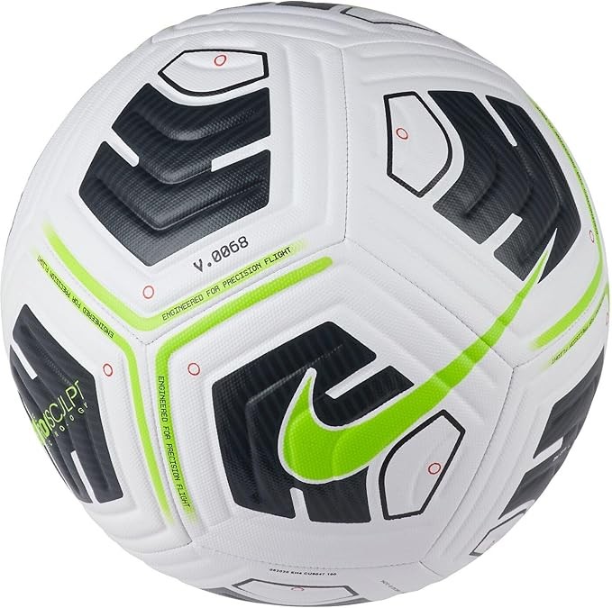 Nike Unisex's NK Academy - Team Recreational Soccer Ball, White/Black/(Volt), 5