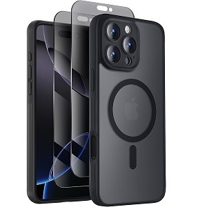 Designed for iPhone 16 Pro Max Case, Compatible with MagSafe, with Privacy Screen Protectors X2, [Camera Protection] [15FT Military Drop Protection] Shockproof Phone Case, 2024, Black